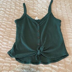 Sky and sparrow green button down w/front tie spaghetti strap tank-textured